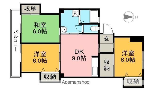パークサイド葛島 2B号室 間取り