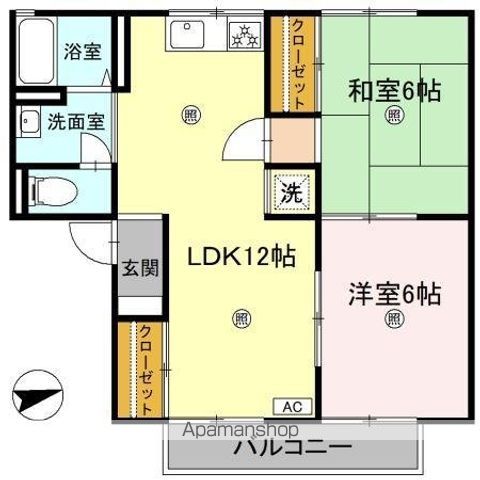 セジュールかもべ 202号室 間取り
