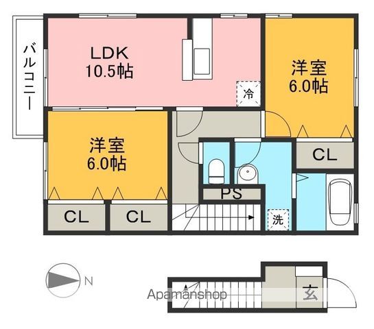 ボヌールＫ　Ｂ棟 202号室 間取り