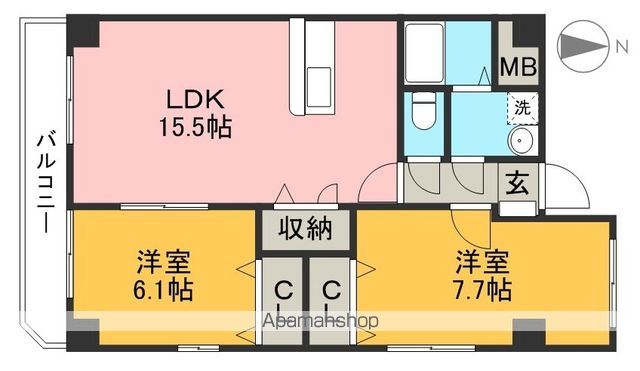 クレール中水道 201号室 間取り