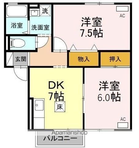 サンハイツＫＯ 102号室 間取り