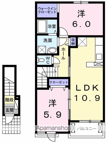 オルゴール　Ⅲ 202号室 間取り