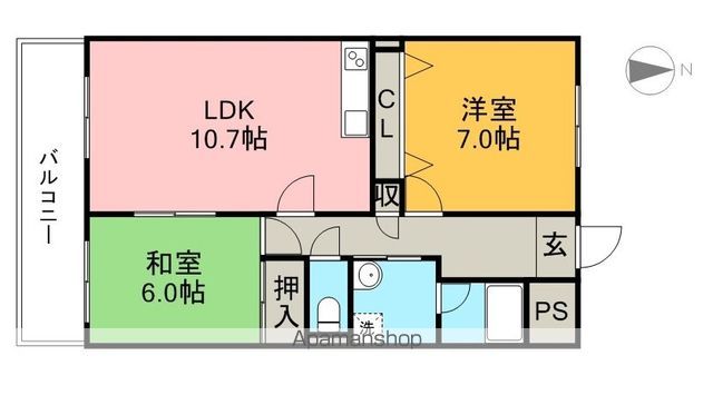 ハイツ鹿持 201号室 間取り