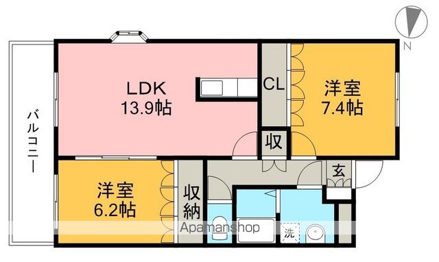 アグアカリエンテ 206号室 間取り