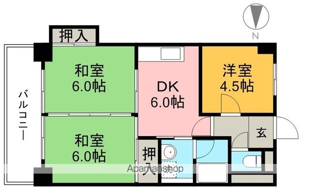 コーポ田中５号館 6A号室 間取り