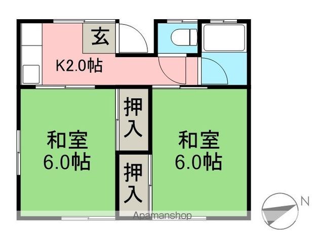 レジデンス新田 2階南号室 間取り