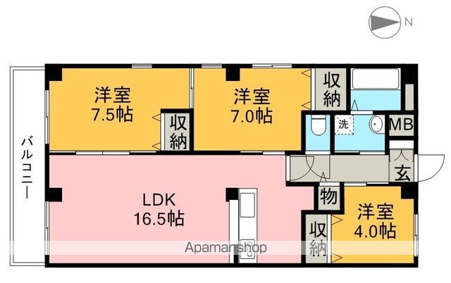 ヴュー鏡川 502号室 間取り