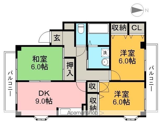 セゾン・メルヴェーユ冬棟　Ｂ 105号室 間取り