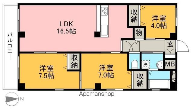 ヴュー鏡川 401号室 間取り