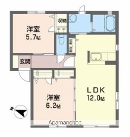コンフォート　Ｂ棟 102号室 間取り