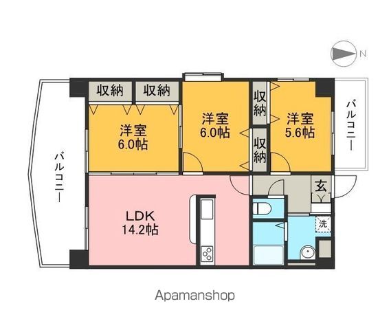 フィオーレ朝倉 401号室 間取り