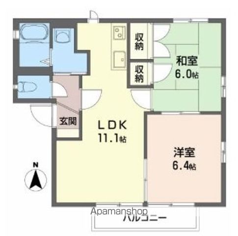 メゾン・Ｐａｐｉｅｒ　Ｂ棟 201号室 間取り