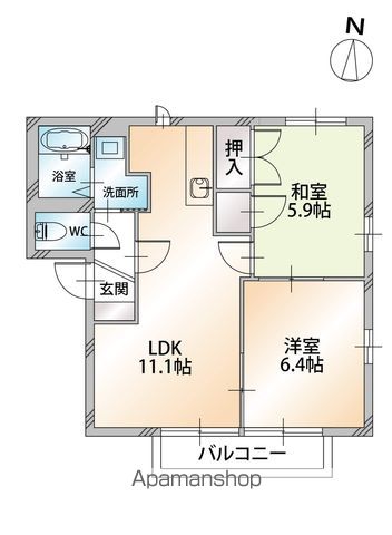 メゾン・Ｐａｐｉｅｒ　Ｂ棟 201号室 間取り