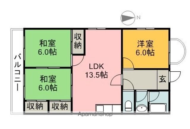 潮江ハイツ 402号室 間取り