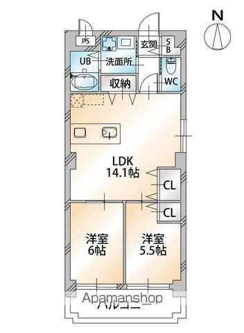 ローズビル上町 302号室 間取り