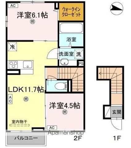 アスフォート 201号室 間取り