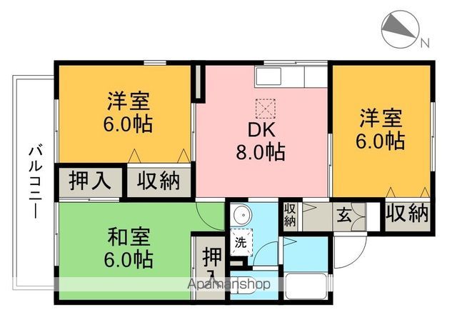 パークサイドアサヒ　Ｂ棟 101号室 間取り