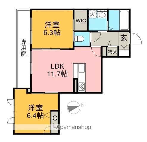 ベレオ弓張月 108号室 間取り