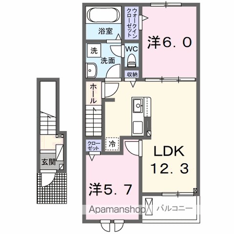 フルールⅠ 202号室 間取り