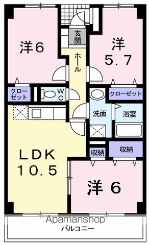 ウエスト　カレント 305号室 間取り