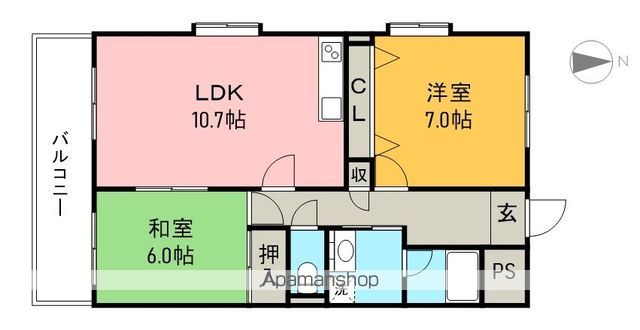 ハイツ鹿持 101号室 間取り
