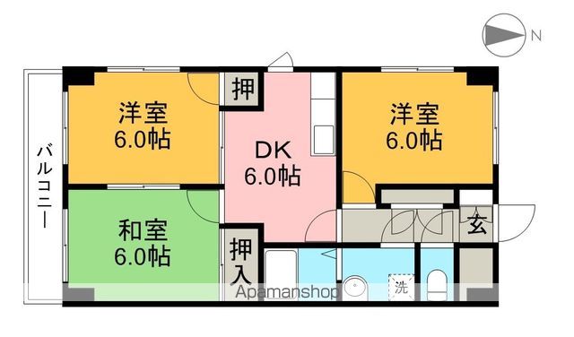 パレスハイツ萩野 307号室 間取り
