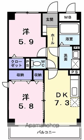 グランデール　一本松 204号室 間取り