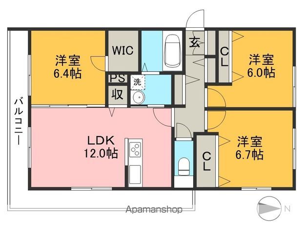 シャーメゾン初月Ⅱ　Ｂ棟 308号室 間取り