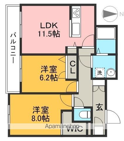 シャーメゾン初月Ⅱ　Ｂ棟 207号室 間取り
