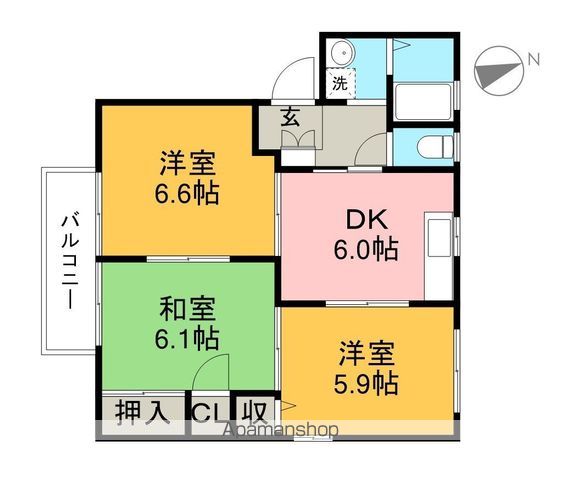 ハートハイツ　Ａ棟 202号室 間取り