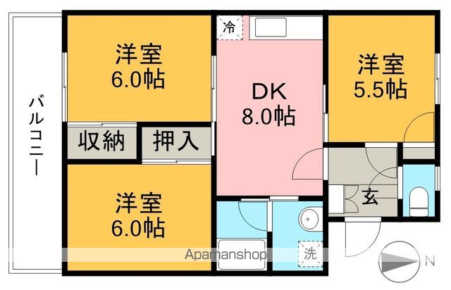 リバーハイツ比島Ⅱ 305号室 間取り