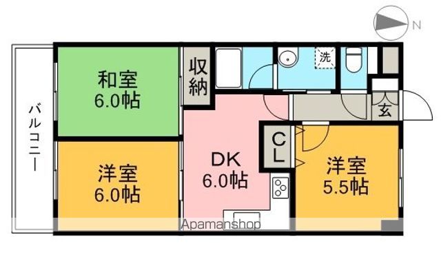 ラポール上町 602号室 間取り