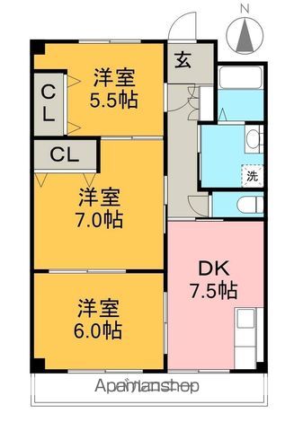 ＳＩＮＡＪＹＵＲＩＭＥ・ＧＲＥＥＮ 西205号室 間取り