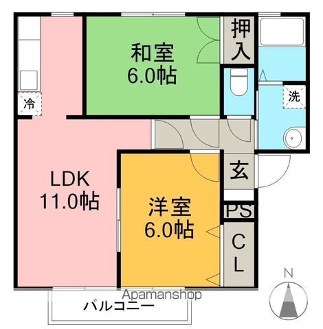 フライハイト丸池　Ａ棟 102号室 間取り