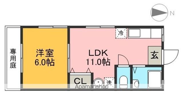 ハイツ大谷 1F西号室 間取り