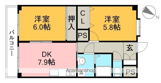 Ｂａｌｃｏｎｙ８南の丸 502号室 間取り