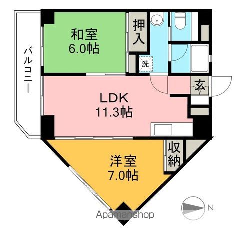 コーポ朝日Ⅶ 601号室 間取り