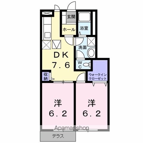 リバージュハイツ　Ⅱ 102号室 間取り