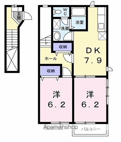 リバージュハイツ　Ⅱ 201号室 間取り