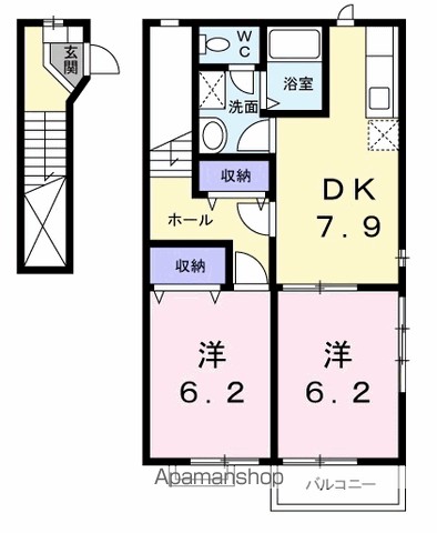 リバージュハイツ　Ⅱ 201号室 間取り