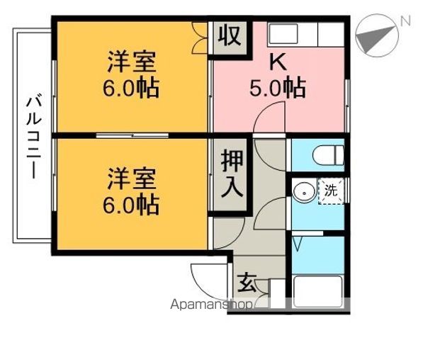 フレグランス白岩Ⅱ 202号室 間取り