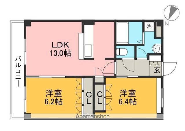アグアカリエンテ 201号室 間取り
