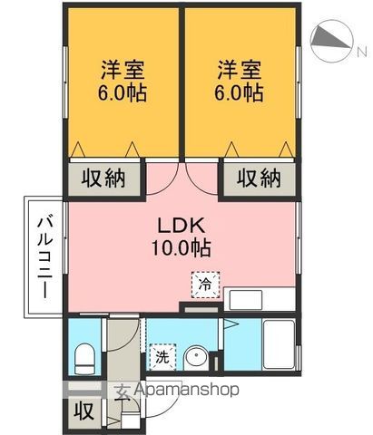 フローラ　Ａ棟 102号室 間取り