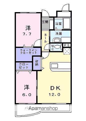 フィオーレ鏡川 402号室 間取り