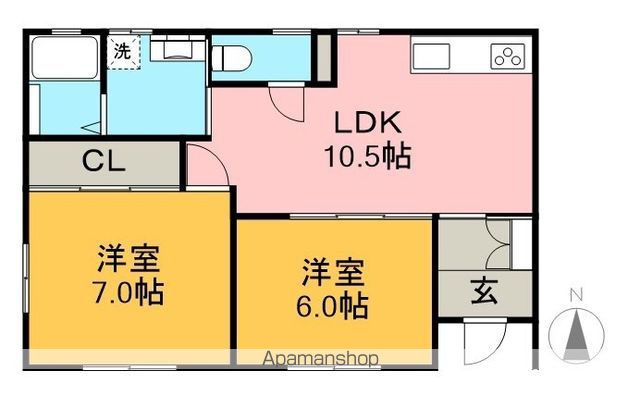 アルカディア 1号室 間取り