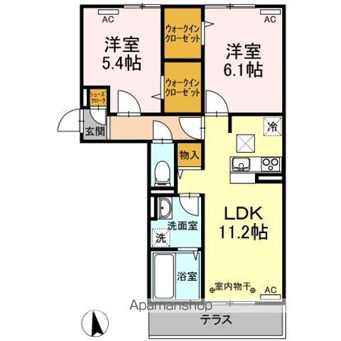 Ｖｉｌｌａｓ　中屋式 201号室 間取り