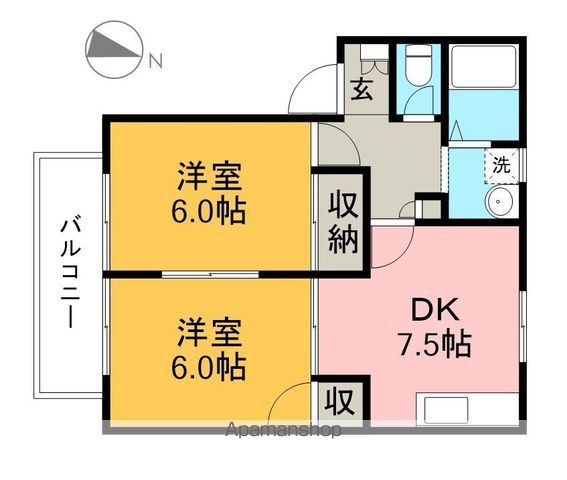 ハイツ北小松　１号棟 113号室 間取り
