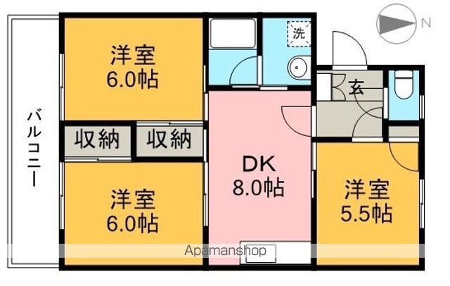リバーハイツ比島Ⅱ 401号室 間取り