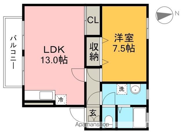 セジュールピノ 102号室 間取り