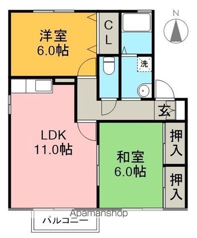 セジュール柿の木Ⅱ 102号室 間取り